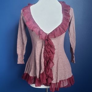 Anthropologie Guinevere Red Striped Cardigan